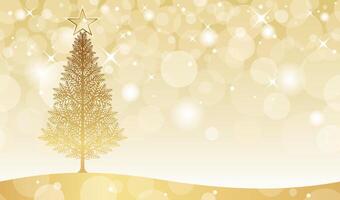 Christmas Tree Illustration With Seamless Abstract Background And Text Space. Horizontally Repeatable. vector