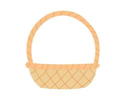 Simple wicker basket with a sturdy handle, ideal for eco-friendly shopping, rustic home decor, zero waste lifestyle, and natural product presentations vector