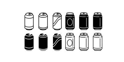 Print Dented soda cans icons set vector