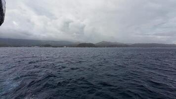 Point of view on a ferry navigating through stormy waters. video