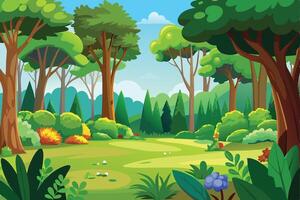 A colorful illustration of a forest vector