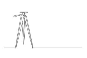 retro cinema camera tripod continuous one line drawing vector