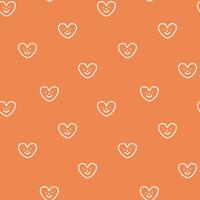 seamless minimal smile line heart repeat pattern in orange background vector