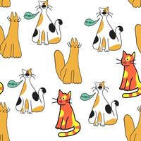 seamless pattern with colored different cats vector