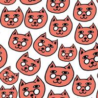 seamless pattern with ginger and smart cat vector