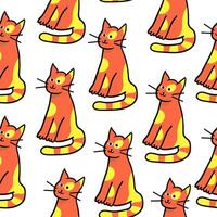 seamless pattern with ginger spotted cat vector