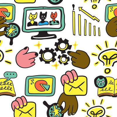 seamless pattern with business team