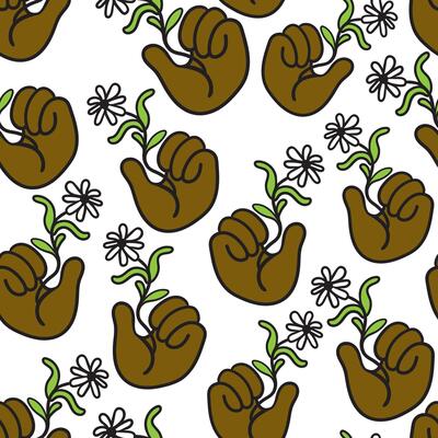 seamless pattern with flower in hand