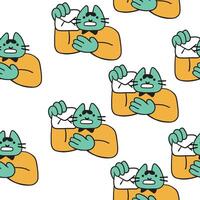 seamless pattern with cats and mail vector