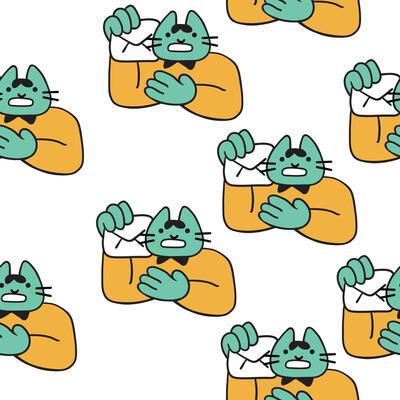 seamless pattern with cats and mail
