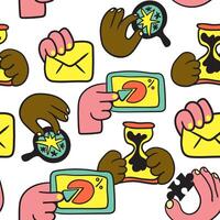 seamless pattern with hands icons vector
