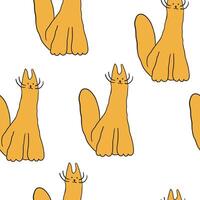 seamless pattern with orange fluffy cat vector