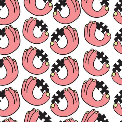 seamless pattern with puzzle in hand