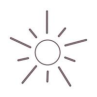 Sun symbol representing sunlight, warmth, and weather conditions. Suitable for forecasts, climate reports, energy themes, and seasonal designs. vector