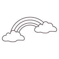 Rainbow with clouds symbolizing beauty, weather change, and hope. Ideal for forecasts, climate reports, nature themes, and decorative designs. vector