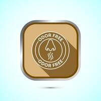 Odor control icon design illustration. Anti bad smell icon, Odor free label, Gold color shadow button design vector