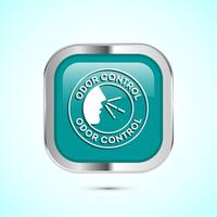 Odor control icon design illustration. Anti bad smell icon, Odor free label, Teal color square button design vector