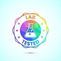 Lab tested icon design. Laboratory testing product quality certificate symbol, Clinically certified, low poly style vector