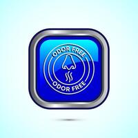 Odor control icon design illustration. Anti bad smell icon, Odor free label, Blue color square button design vector