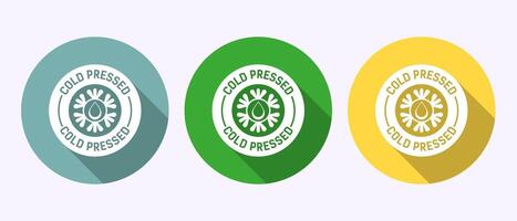 Cold pressed icon illustration. Cold pressed label badge logo design in shadow button design vector