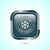 Keep frozen icon design illustration, Frozen product badge label sign, Gray color square button design vector