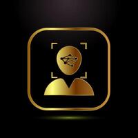 Face recognition icon design, Face scanning sign in gold color style vector