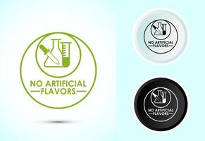 No artificial flavor icon illustration, Artificial flavor free symbol, Color black and white vector
