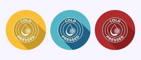 Cold pressed icon design, Cold pressed label badge in shadow button design vector