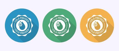 Cold pressed icon design. Cold pressed label badge logo in shadow button design vector