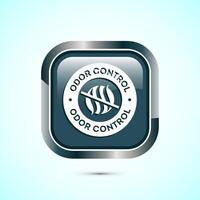 Odor control icon design illustration. Anti bad smell icon, Odor free label, Gray color square button design vector
