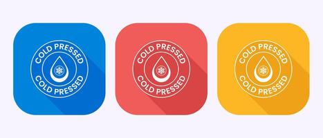 Cold pressed icon, Cold pressed label badge logo design in shadow button design vector