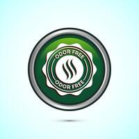Odor control icon design illustration. Anti bad smell icon, Odor free label, Green color round button design vector