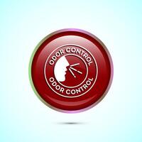 Odor control icon design illustration. Anti bad smell icon, Odor free label, Red color round button design vector