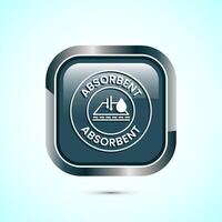 Water absorbent icon design illustration, Water drop absorb sign, symbol, Gray color square button design vector