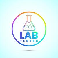 Lab tested icon design. Laboratory testing product quality certificate symbol, low poly style vector