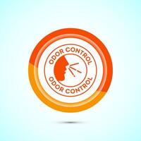 Odor control icon design illustration. Anti bad smell icon, Odor free label, Orange color button design vector
