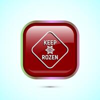 Keep frozen icon design illustration, Frozen product badge label sign, Red color square button design vector