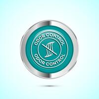 Odor control icon design illustration. Anti bad smell icon, Odor free label, Teal color round button design vector