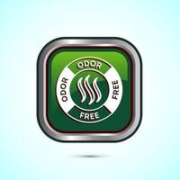 Odor control icon design illustration. Anti bad smell icon, Odor free label, Green color square button design vector