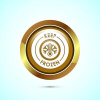 Keep frozen icon design illustration, Frozen product badge label sign, Gold color round button design vector
