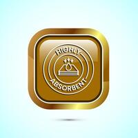 Water absorbent icon design illustration, Water drop absorb sign, symbol, Gold color square button design vector