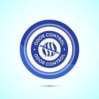 Odor control icon design illustration. Anti bad smell icon, Odor free label, Blue color button design vector