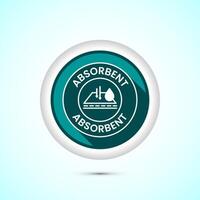 Water absorbent icon design illustration, Water drop absorb sign, symbol, Teal color shadow button design vector