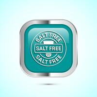 Salt free icon design illustration. No salt sign symbol, Sodium free icon, Teal color square button design vector