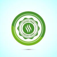 Odor control icon design illustration. Anti bad smell icon, Odor free label, Green color button design vector