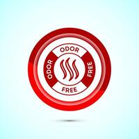 Odor control icon design illustration. Anti bad smell icon, Odor free label, Red color button design vector