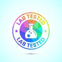 Lab tested icon design illustration. Laboratory testing product quality certificate symbol, Clinically certified, low poly style vector