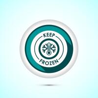 Keep frozen icon design illustration, Frozen product badge label sign, Teal color shadow button design vector