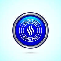 Odor control icon design illustration. Anti bad smell icon, Odor free label, Blue color round button design vector