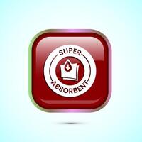 Water absorbent icon design illustration, Water drop absorb sign, symbol, Red color square button design vector